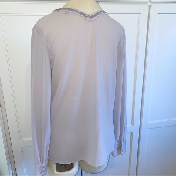 Honey Punch | Beaded Grey Blouse V-Neck Small - Picture 11 of 12